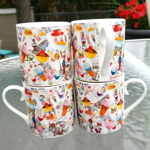 CHRISOPHER VINE Australia PARIS Porcelain Collectible Coffee Mugs, Set of 4 - Picture 2 of 16